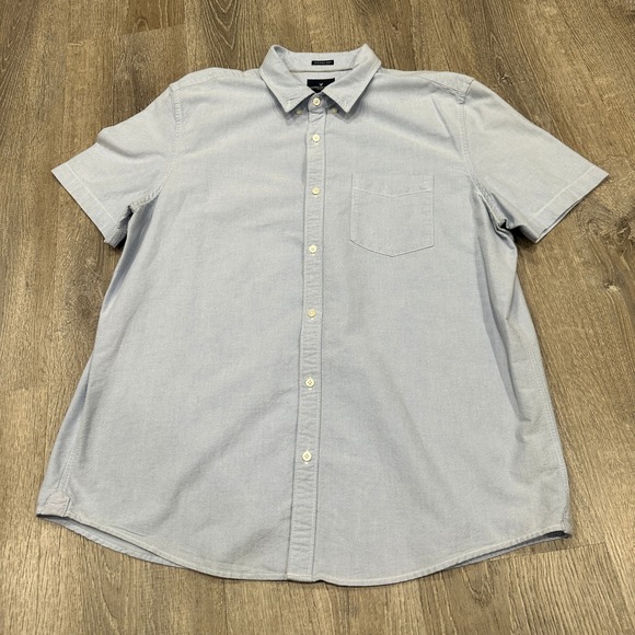 American Eagle Shirt Mens XXL Blue Seriously Soft Oxford Short Sleeve Shirt - Picture 2 of 12
